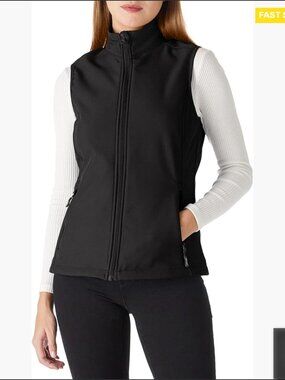 Lightweight Windproof Fleece Lined Softshell Vest Athletic Fit Sleeveless Jacket